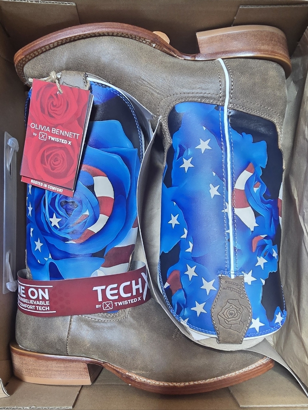 Like New Twisted X Olivia Bennett Americana Floral Cowboy Boots W/9 ☆☆☆